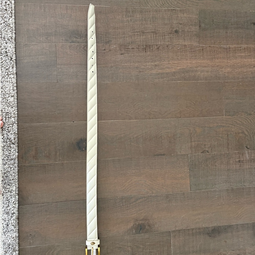 Kurt Geiger Cream Quilted Leather Belt Ivory Off-White - Picture 8 of 10